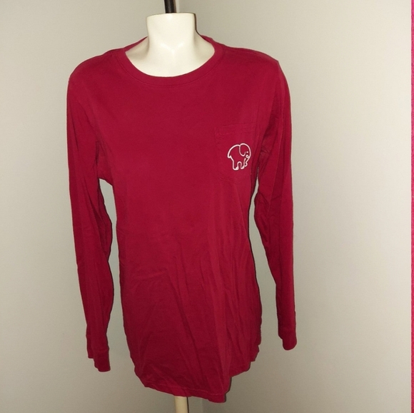 Ivory Ella Long Sleeve Red Large Volleyball Elephant Shirt - Picture 1 of 4